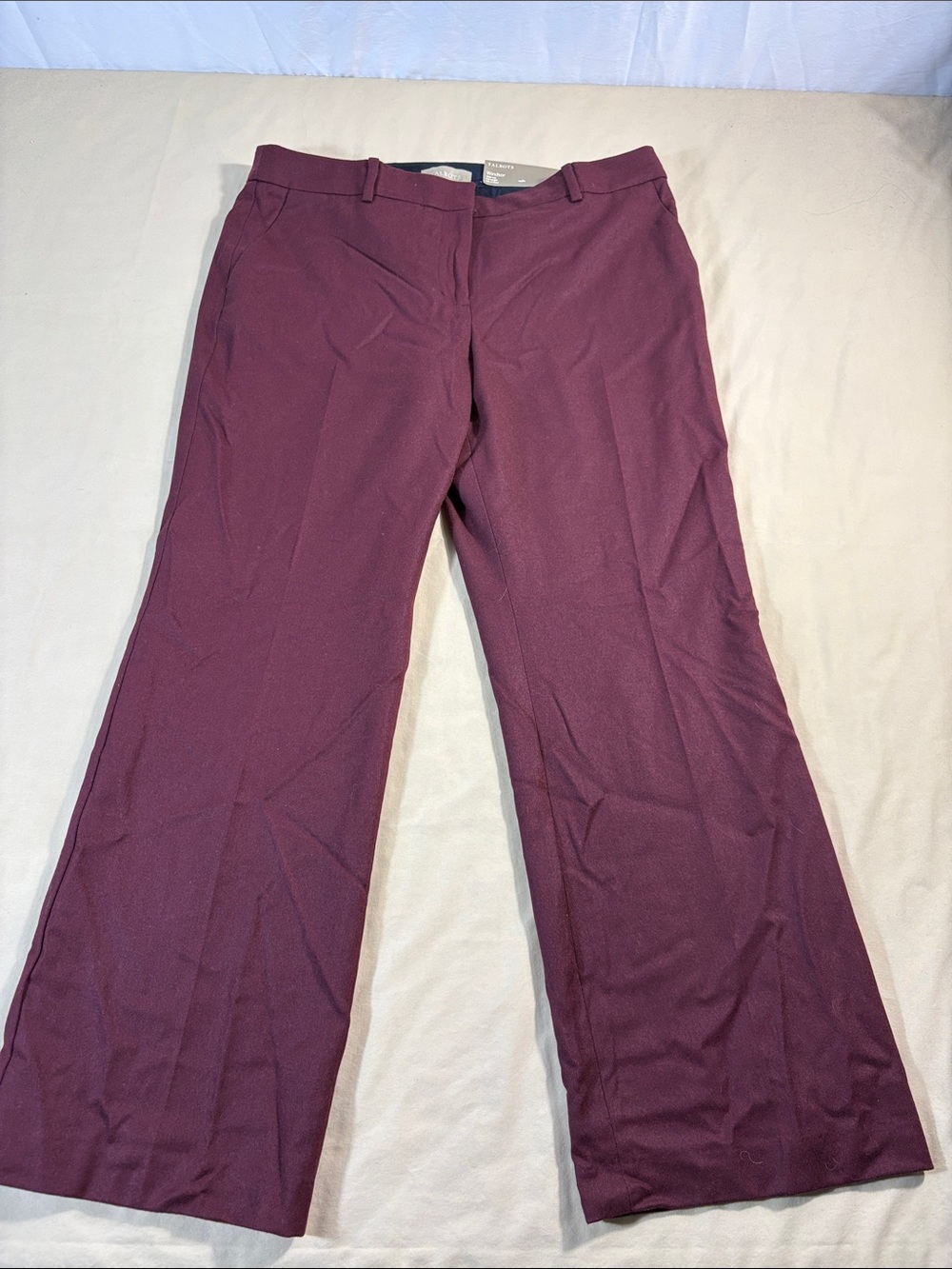 Luxury Talbots 14P Windsor Wide Leg Pants Burgundy Woven in Italy Trousers NWT